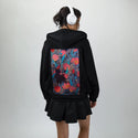 tulipblackcat patch on female essential zip hoodie in after hours