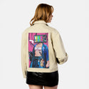 tvsamurai patch on female atelier canvas jacket in tan