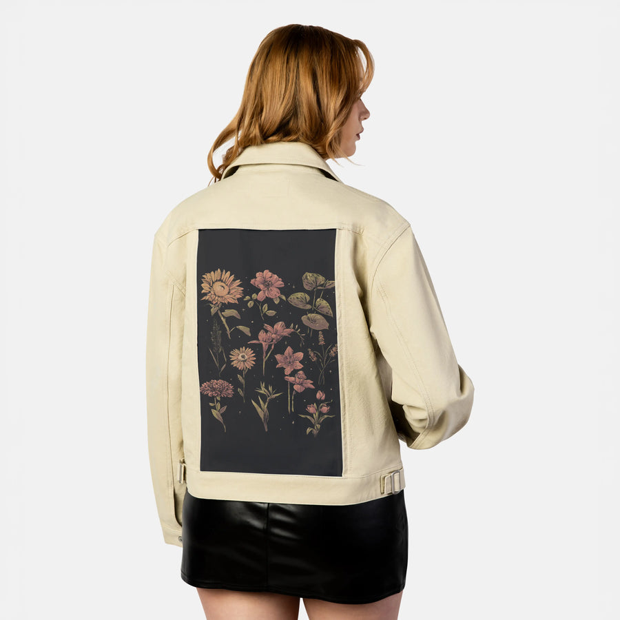 twilightbotanica patch on female atelier canvas jacket in tan