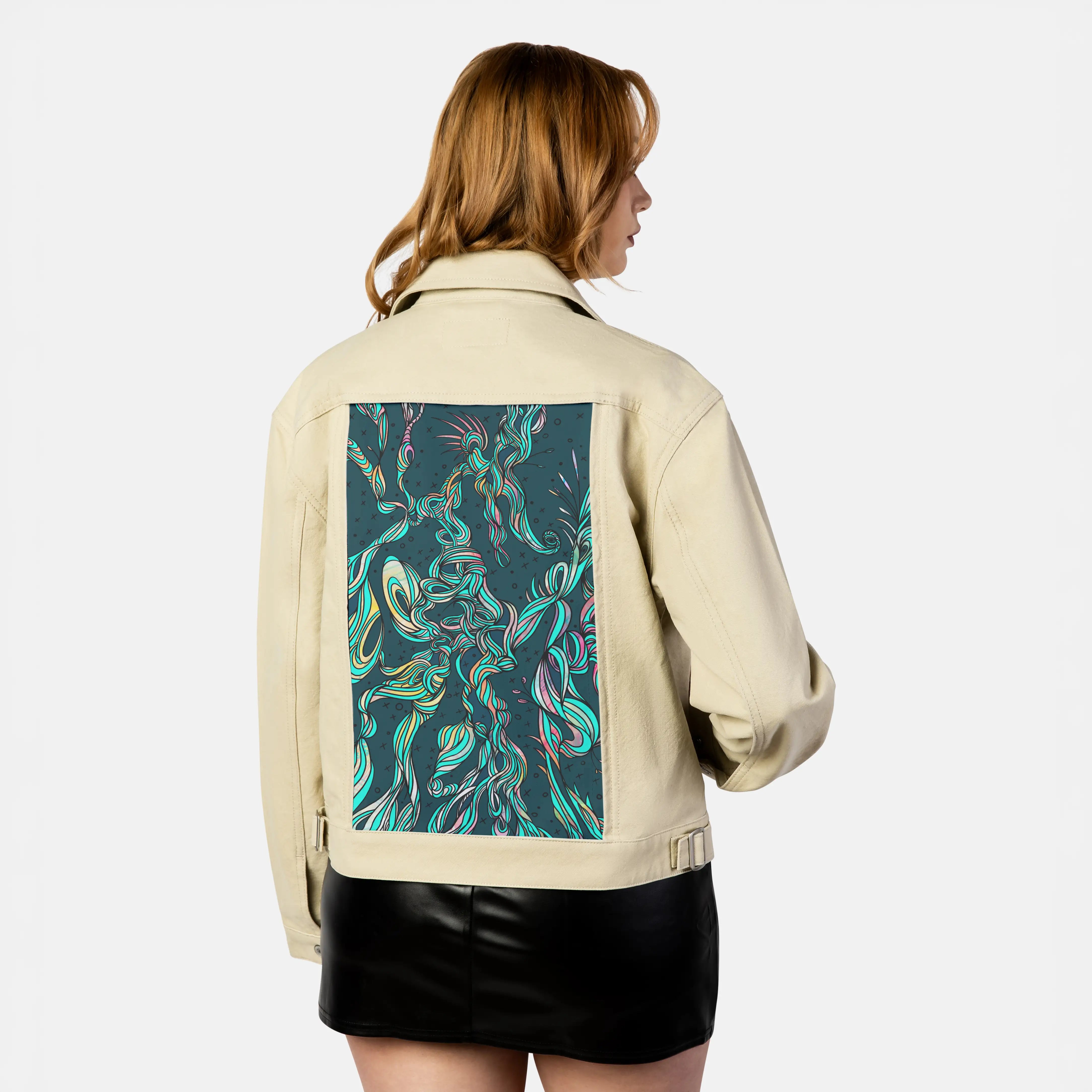 twisted patch on female atelier canvas jacket in tan
