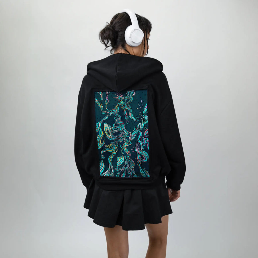 twisted patch on female essential zip hoodie in after hours