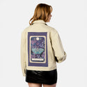 twoofcoins patch on female atelier canvas jacket in tan