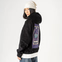 twoofcoins patch on female retro cord hoodie in onyx