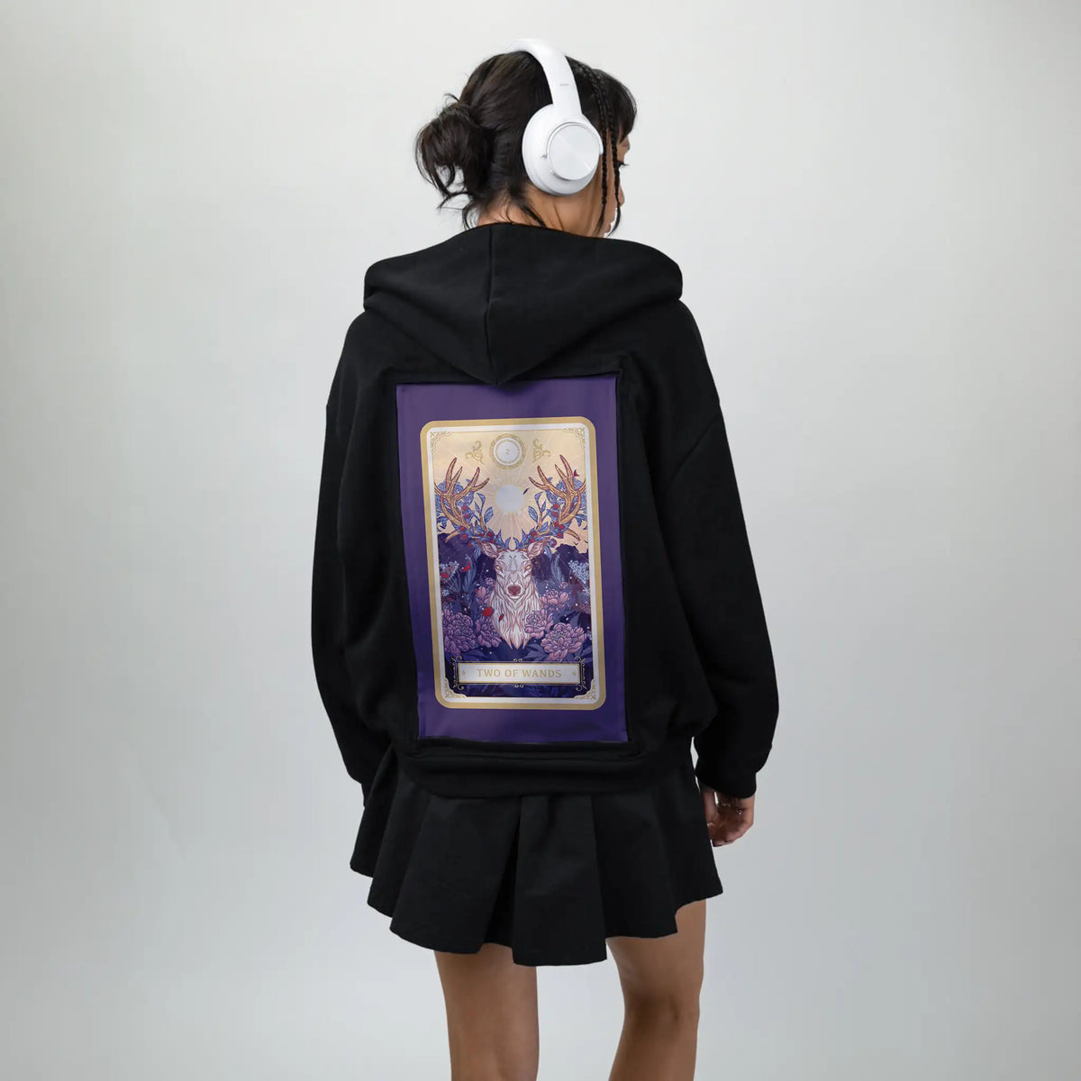 twoofwands patch on female essential zip hoodie in after hours