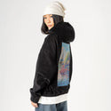 ukiyoesunsetplane patch on female retro cord hoodie in onyx