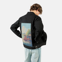 ukiyoesunsetplane patch on male og denim jacket in raven