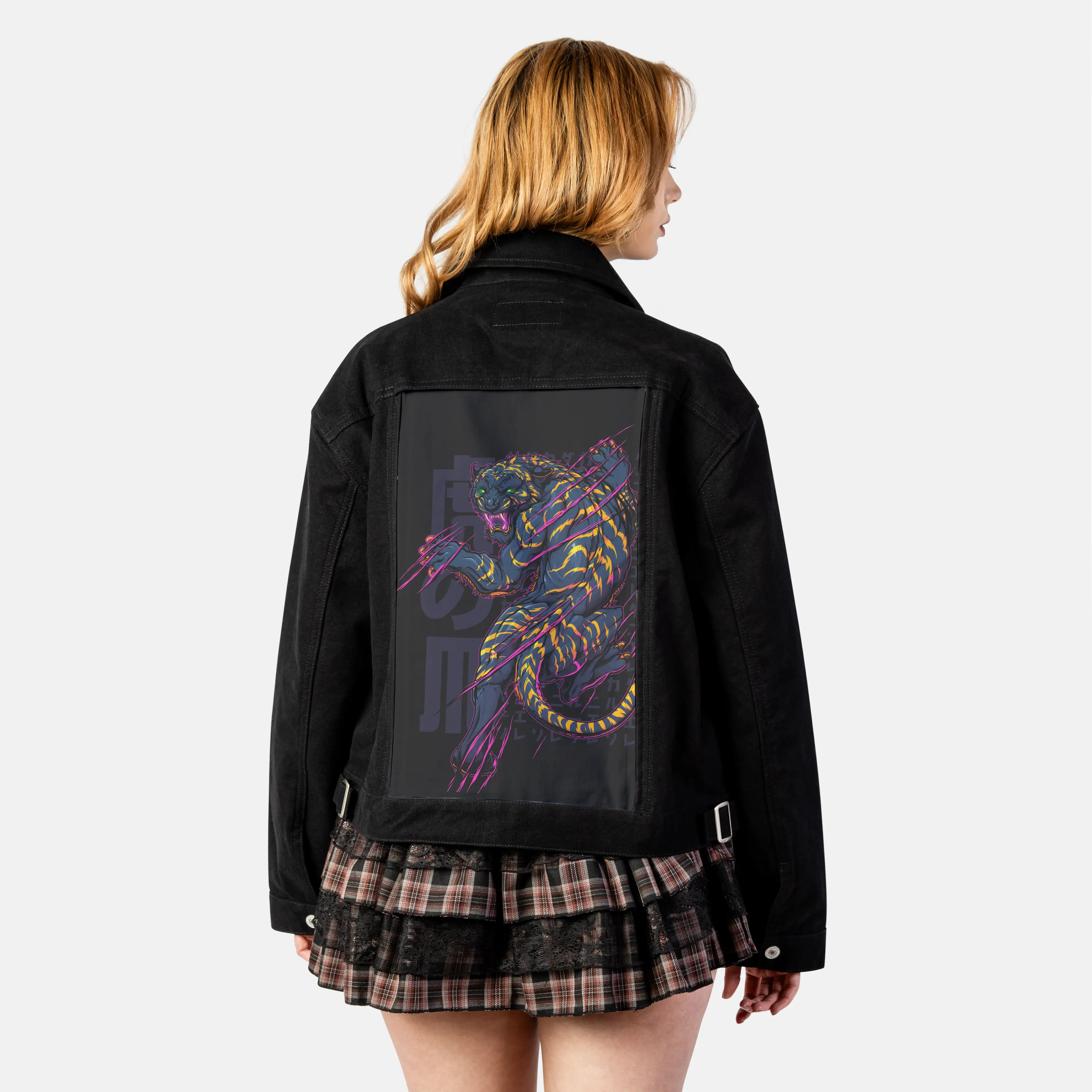 ultrapinktiger patch on female atelier canvas jacket in nightfall