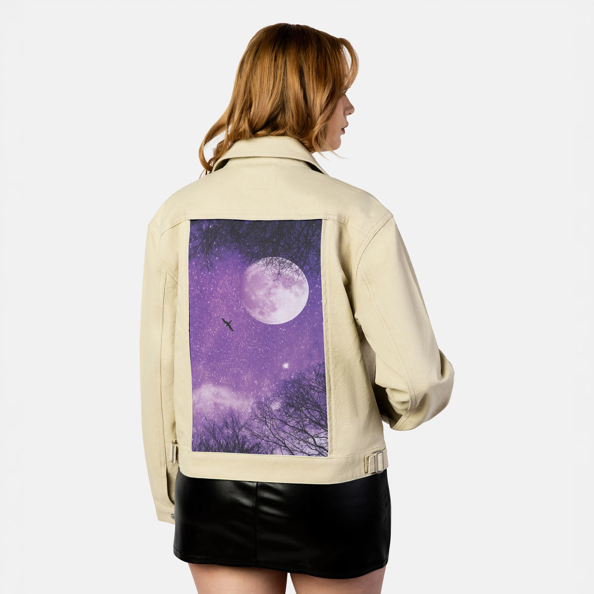 ultravioletnight patch on female atelier canvas jacket in tan