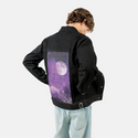 ultravioletnight patch on male og denim jacket in raven