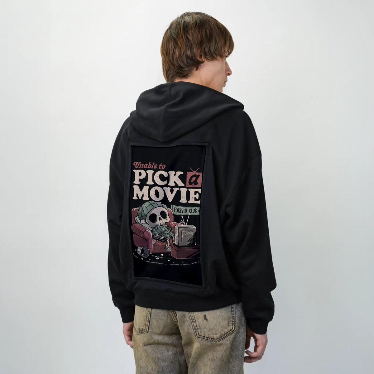 unabletopickamovie patch on male essential zip hoodie in after hours