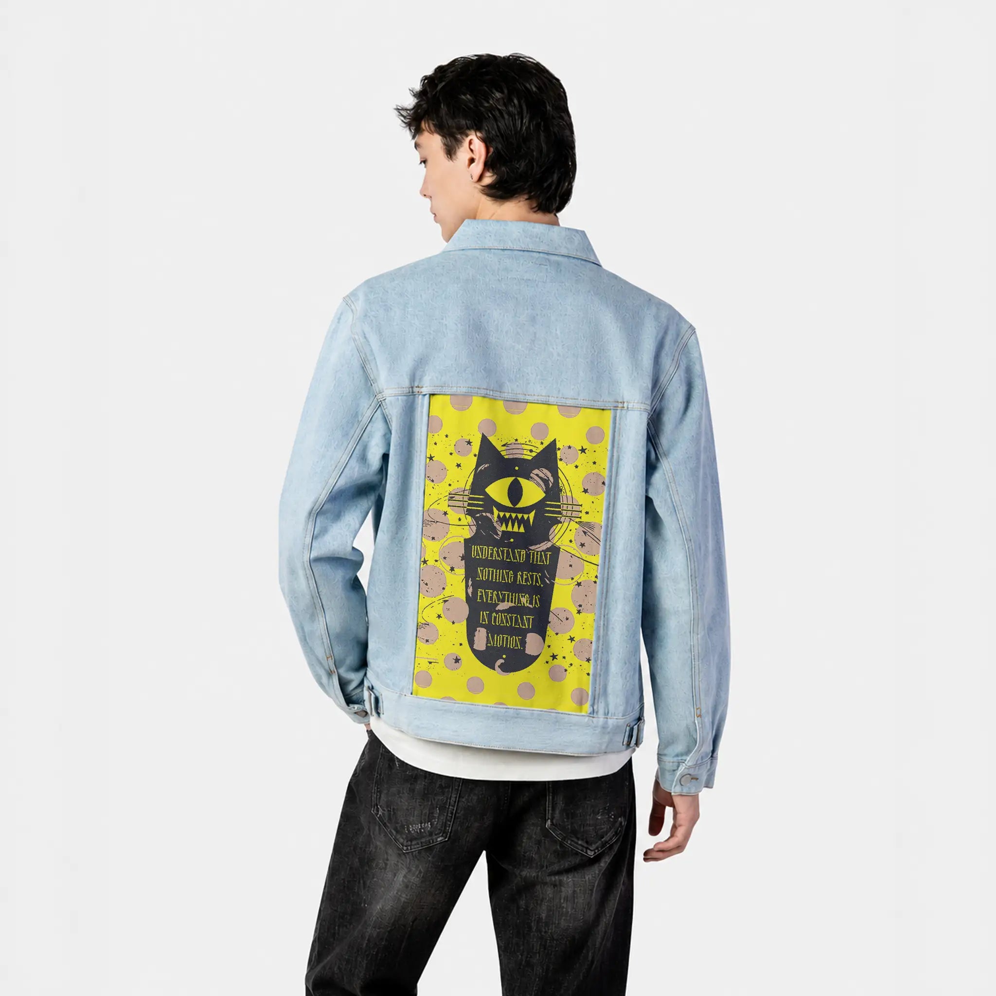 understand patch on male og denim jacket in oceanside