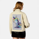 unicornasaurus patch on female atelier canvas jacket in tan