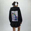 unicornasaurus patch on female essential zip hoodie in after hours