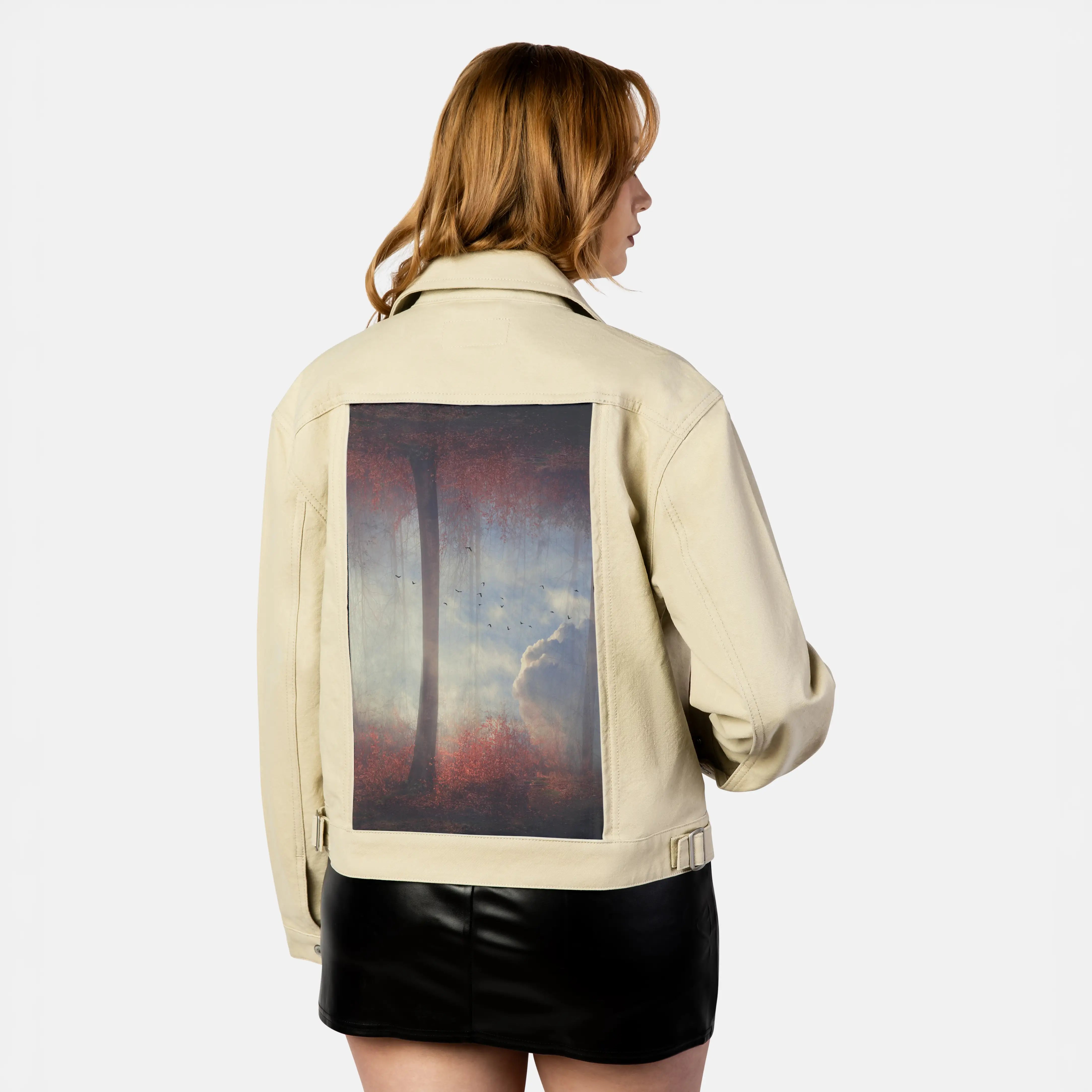 untitleddream patch on female atelier canvas jacket in tan