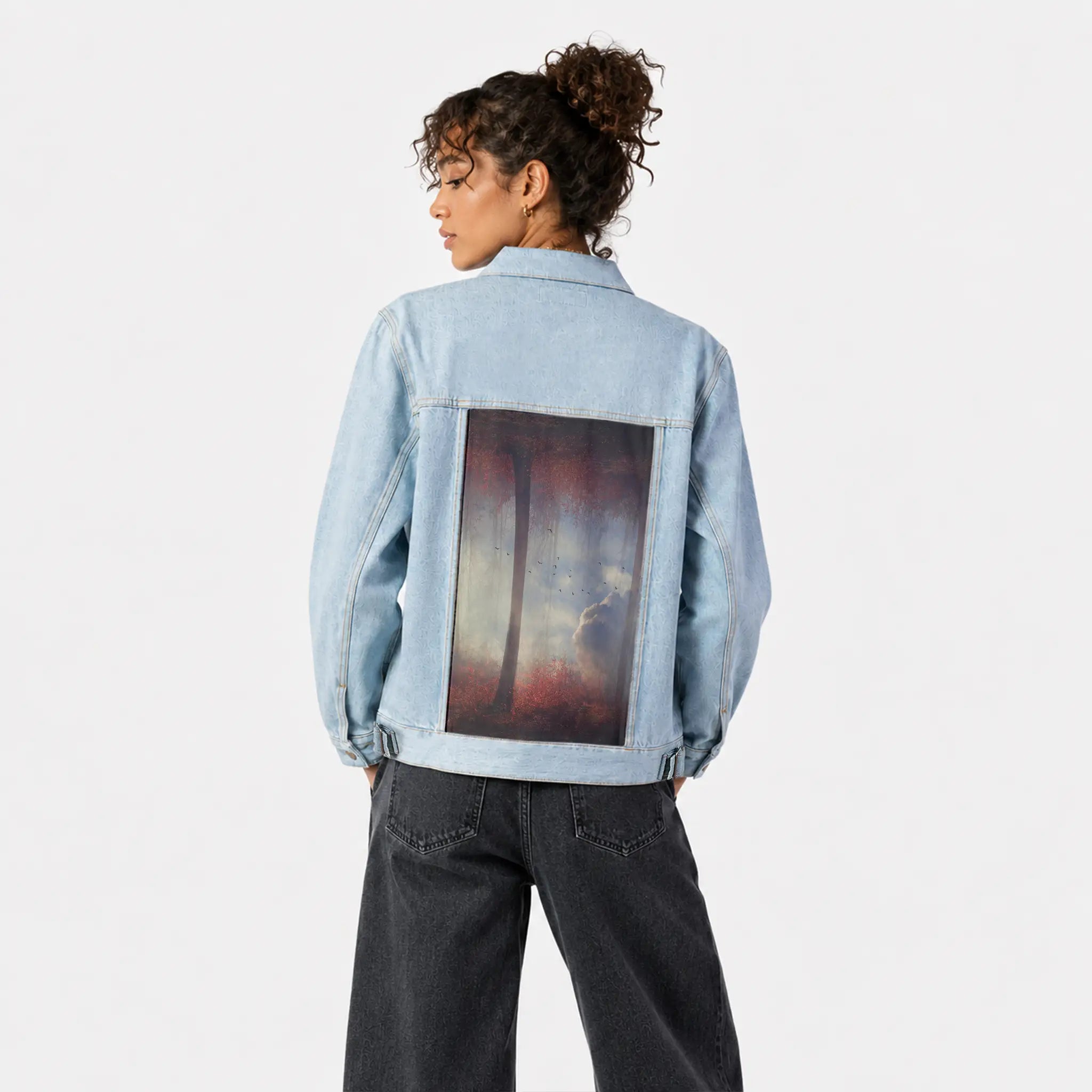 untitleddream patch on female og denim jacket in oceanside