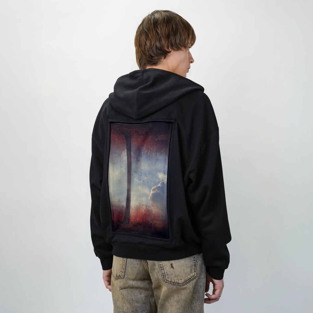 untitleddream patch on male essential zip hoodie in after hours