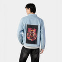urbansamurai patch on male og denim jacket in oceanside