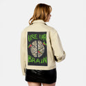 useurbrain patch on female atelier canvas jacket in tan