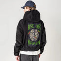 useurbrain patch on male retro cord hoodie in onyx