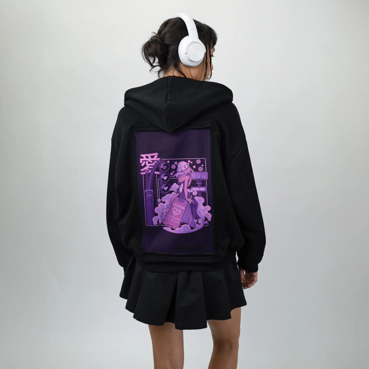 uwust patch on female essential zip hoodie in after hours