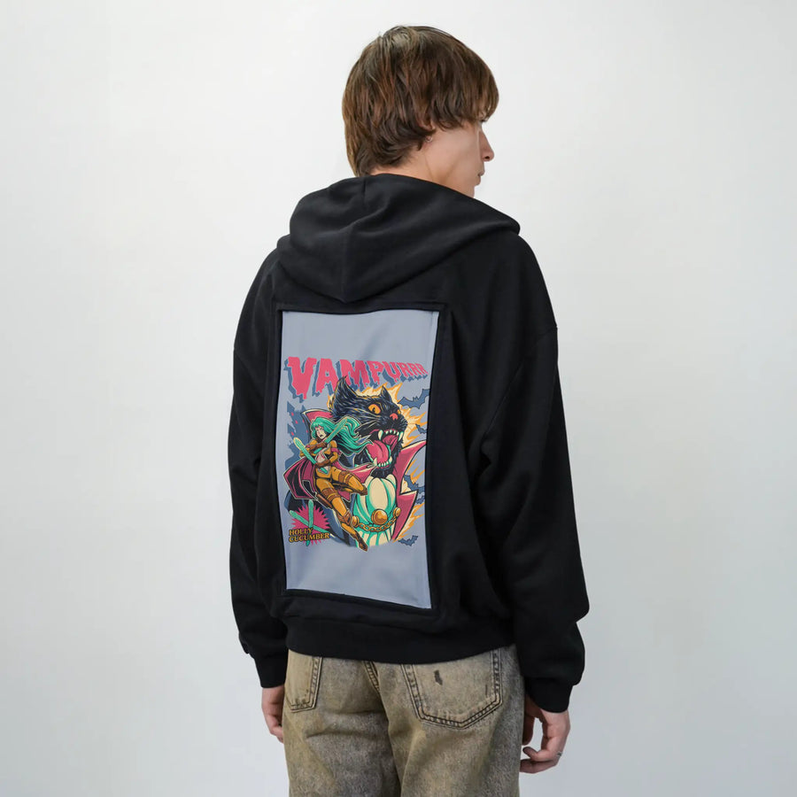 vampurrr patch on male essential zip hoodie in after hours
