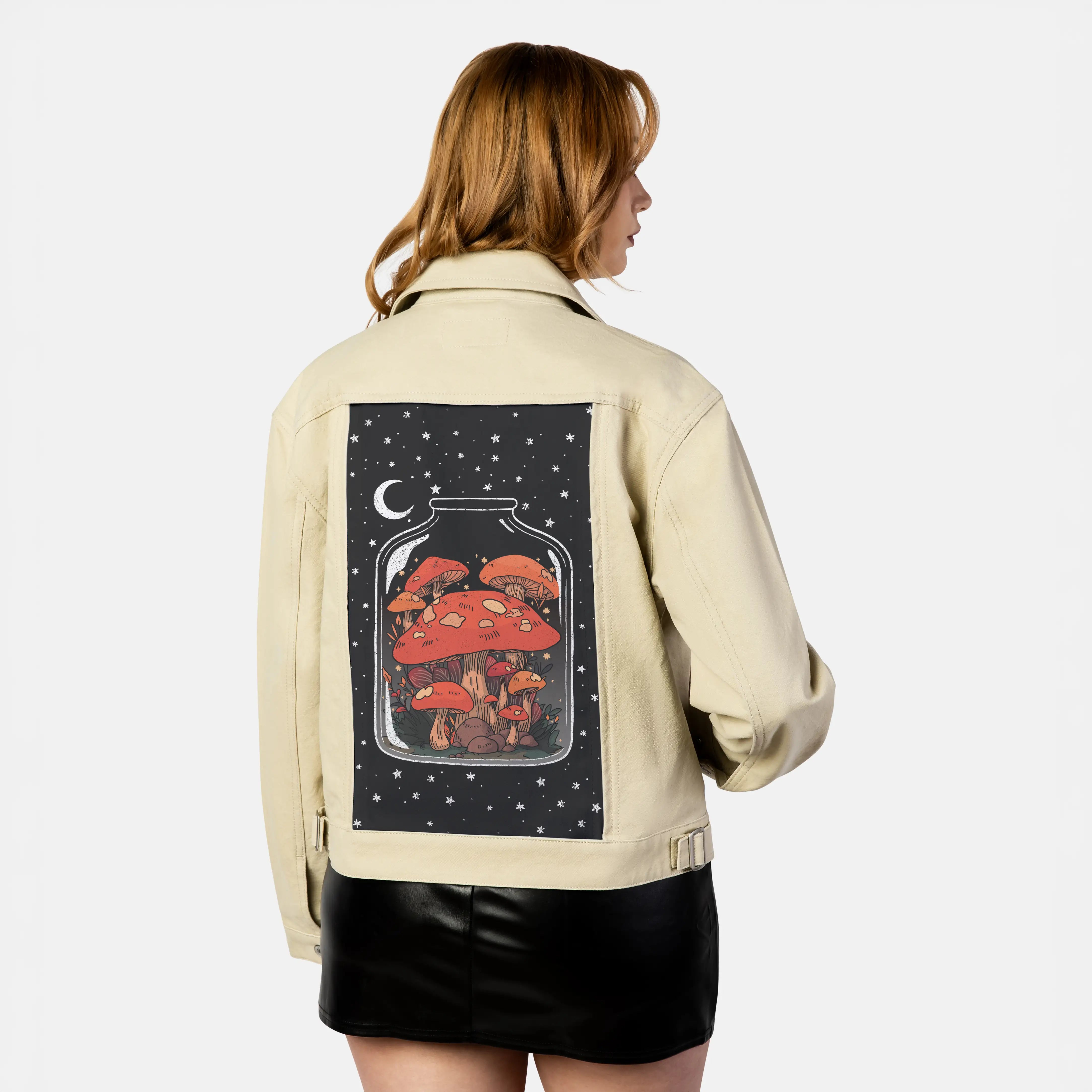 vaseoflife patch on female atelier canvas jacket in tan
