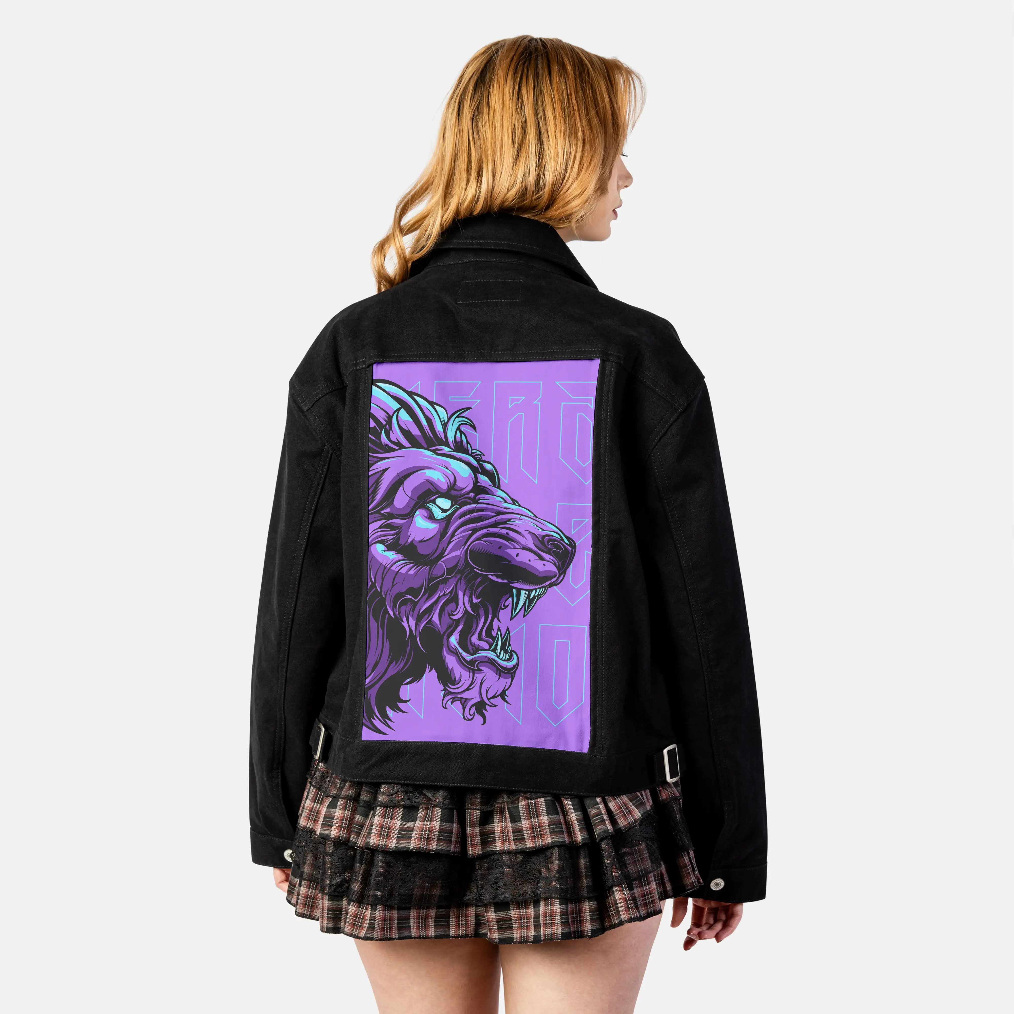 velvetroar patch on female atelier canvas jacket in nightfall