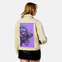 velvetroar patch on female atelier canvas jacket in tan