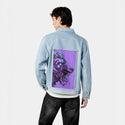 velvetroar patch on male og denim jacket in oceanside