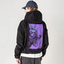 velvetroar patch on male retro cord hoodie in onyx