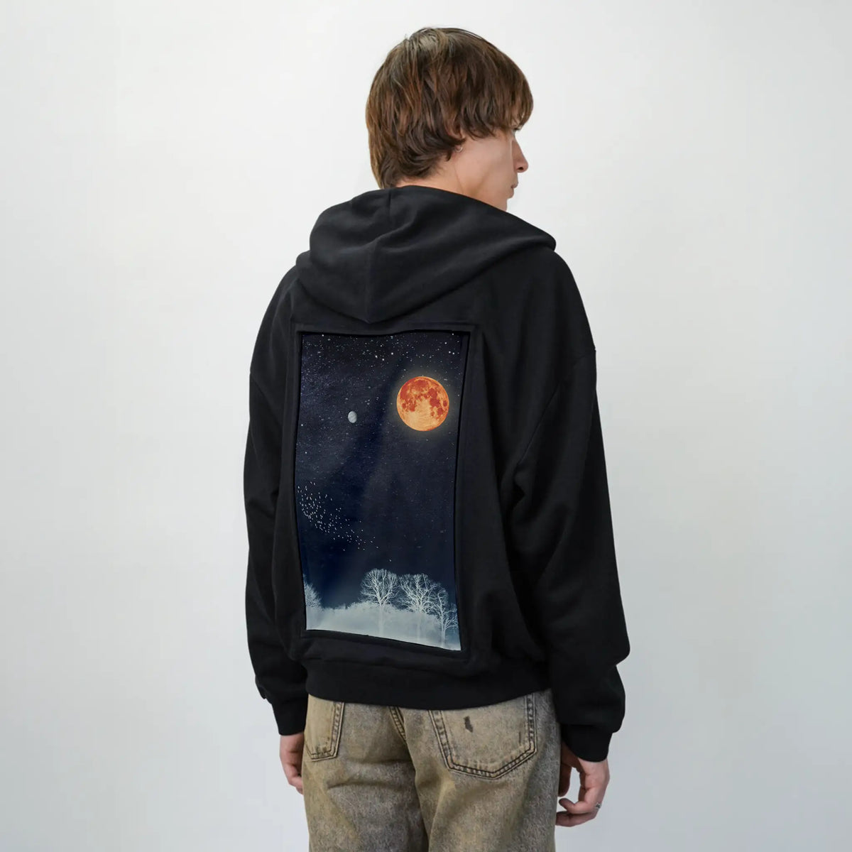 venusandmoon patch on male essential zip hoodie in after hours
