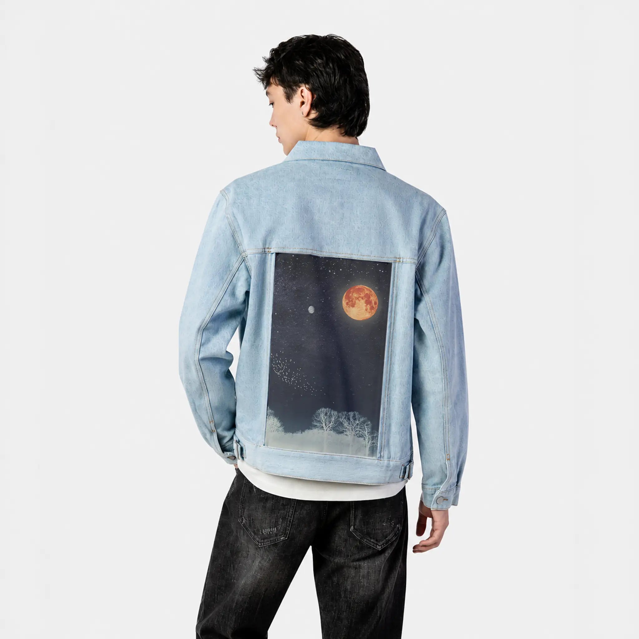 venusandmoon patch on male og denim jacket in oceanside