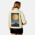 venusrising patch on female atelier canvas jacket in tan
