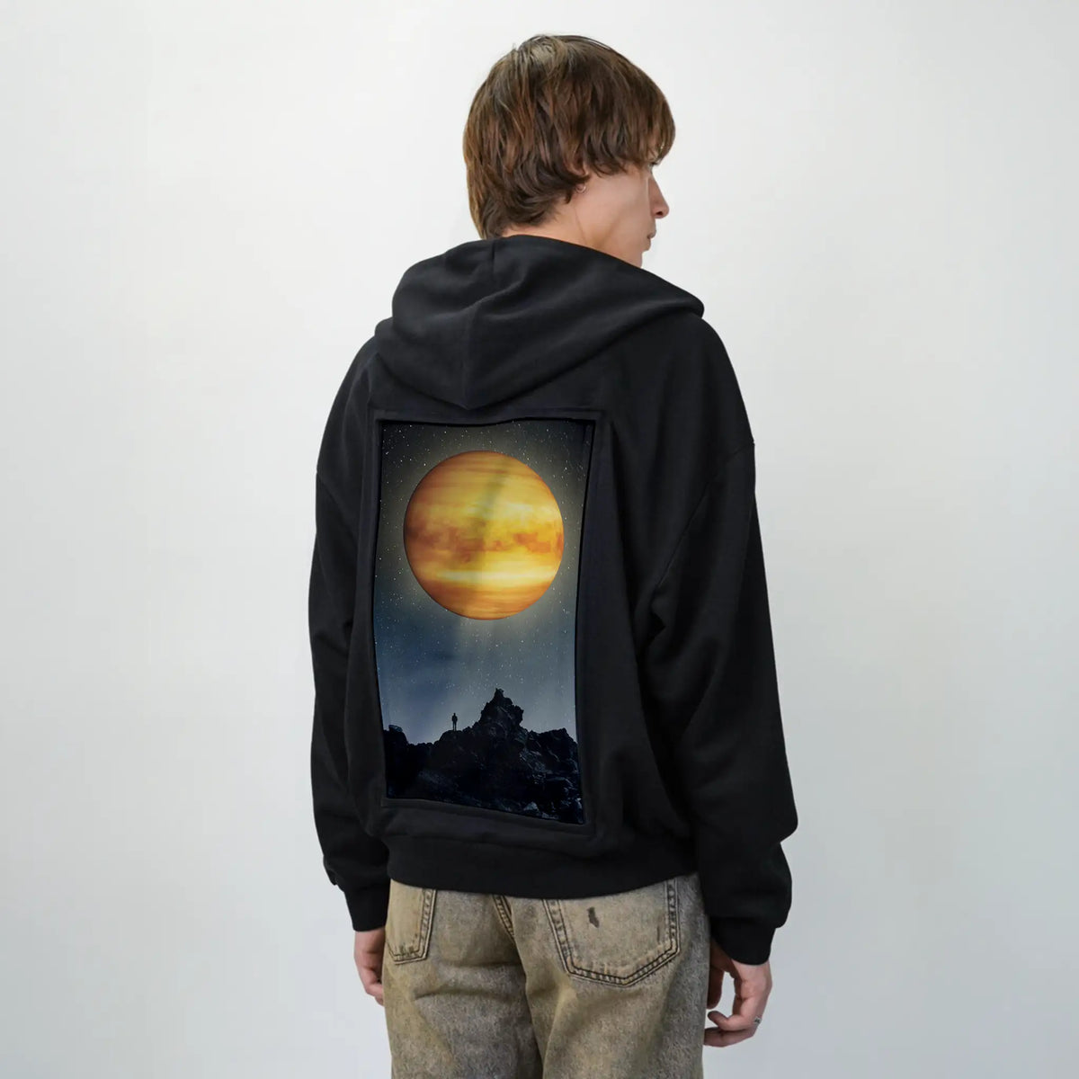 venusrising patch on male essential zip hoodie in after hours