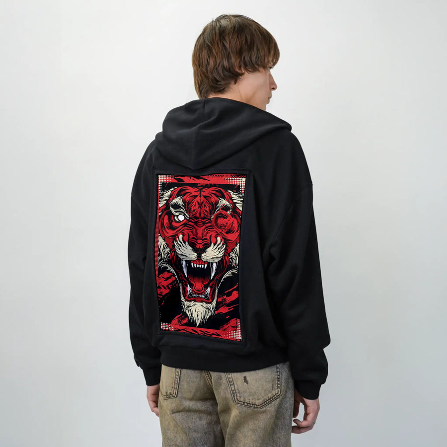vermillionbeast patch on male essential zip hoodie in after hours