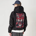 vermillionbeast patch on male retro cord hoodie in onyx