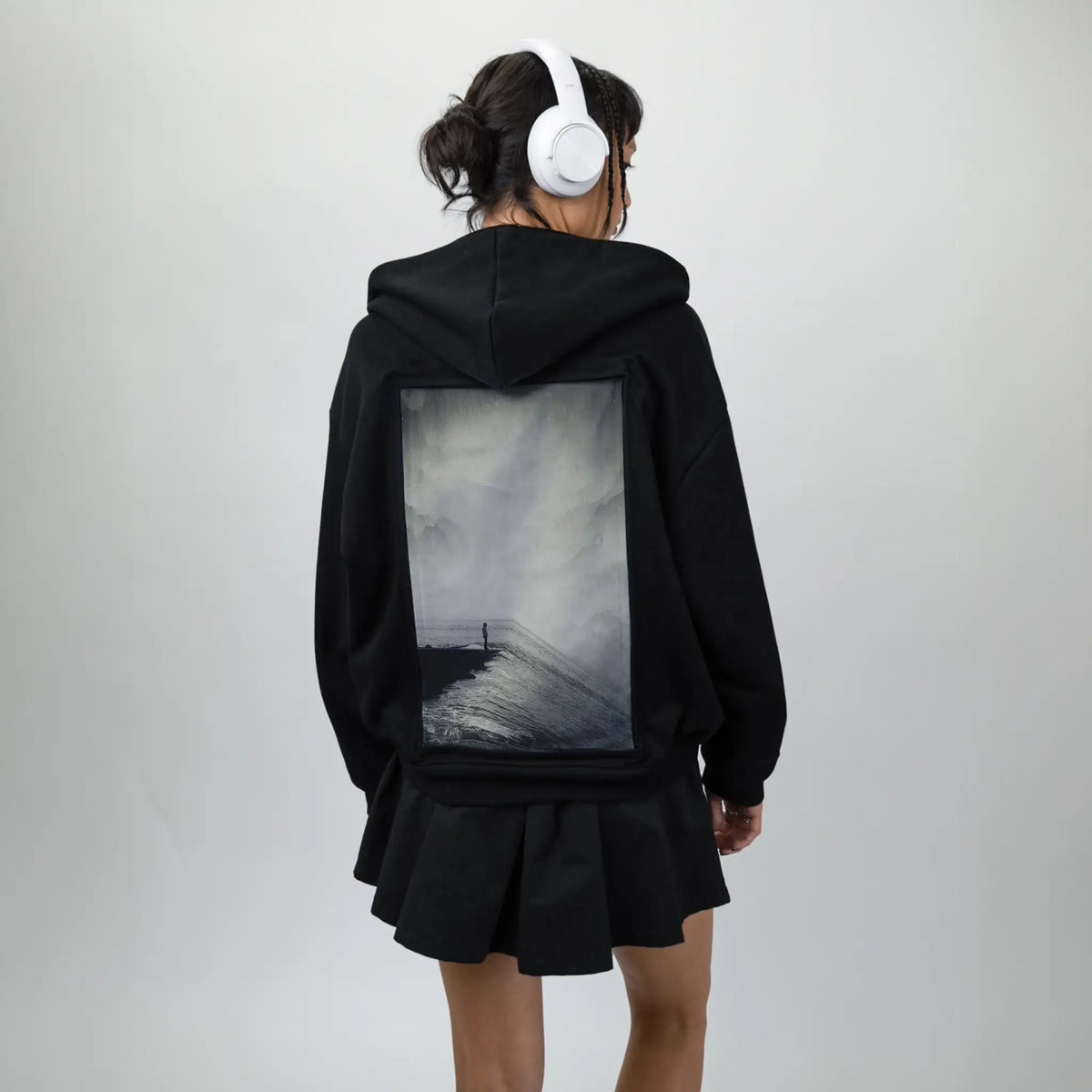 vertigocean patch on female essential zip hoodie in after hours