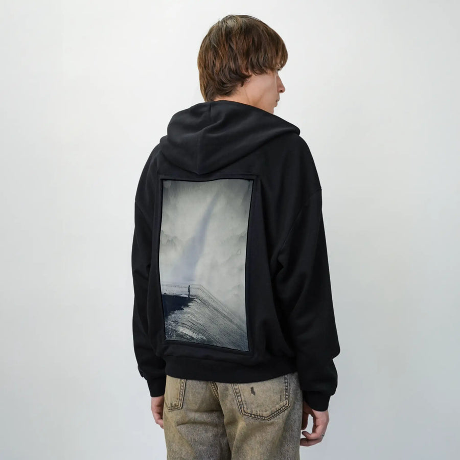 vertigocean patch on male essential zip hoodie in after hours