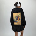 vintagecassette patch on female essential zip hoodie in after hours