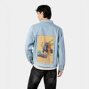 vintagecassette patch on male og denim jacket in oceanside