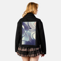 vinylsingles patch on female atelier canvas jacket in nightfall