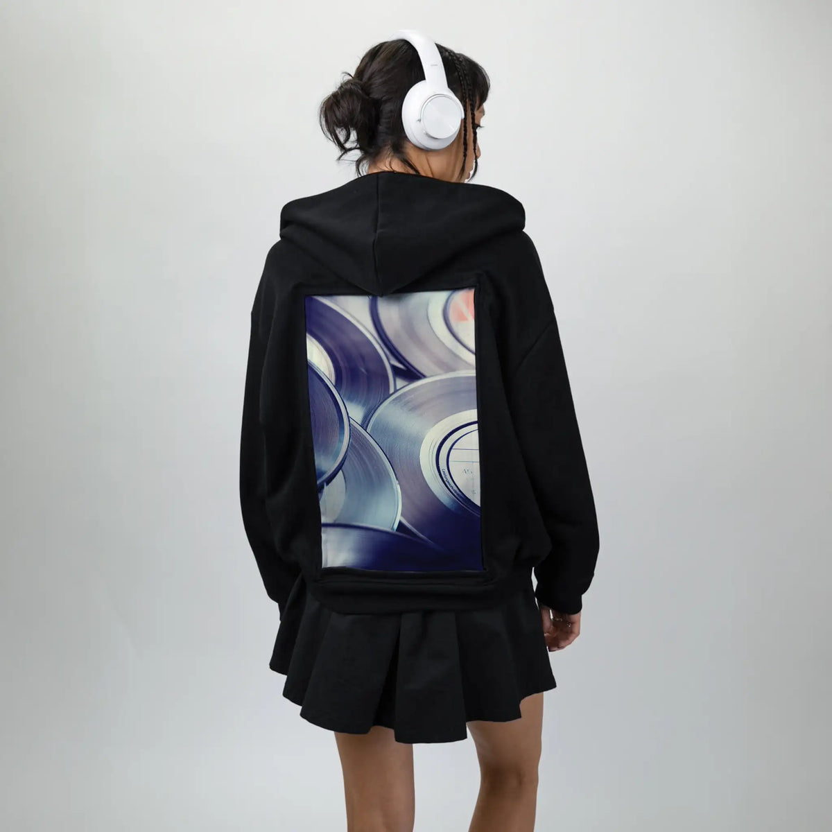 vinylsingles patch on female essential zip hoodie in after hours