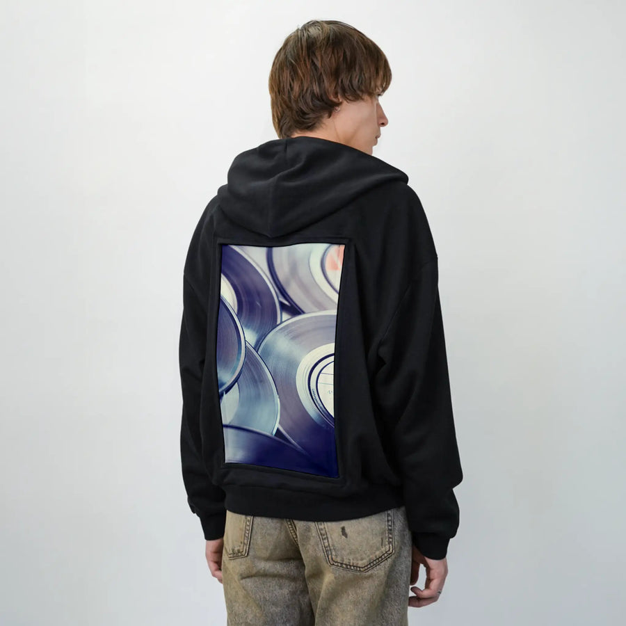 vinylsingles patch on male essential zip hoodie in after hours
