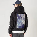 vinylsingles patch on male retro cord hoodie in onyx