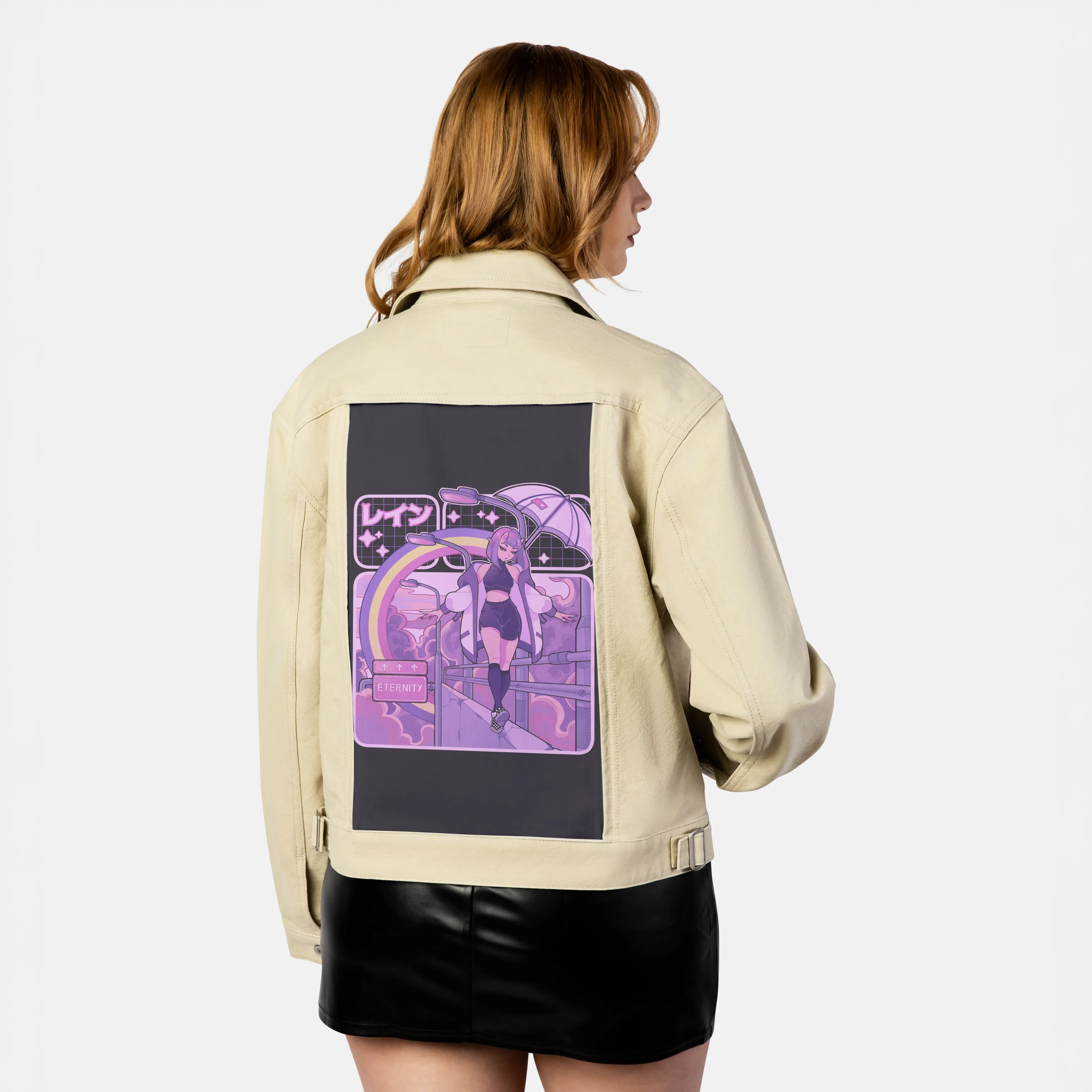 violeteternity patch on female atelier canvas jacket in tan