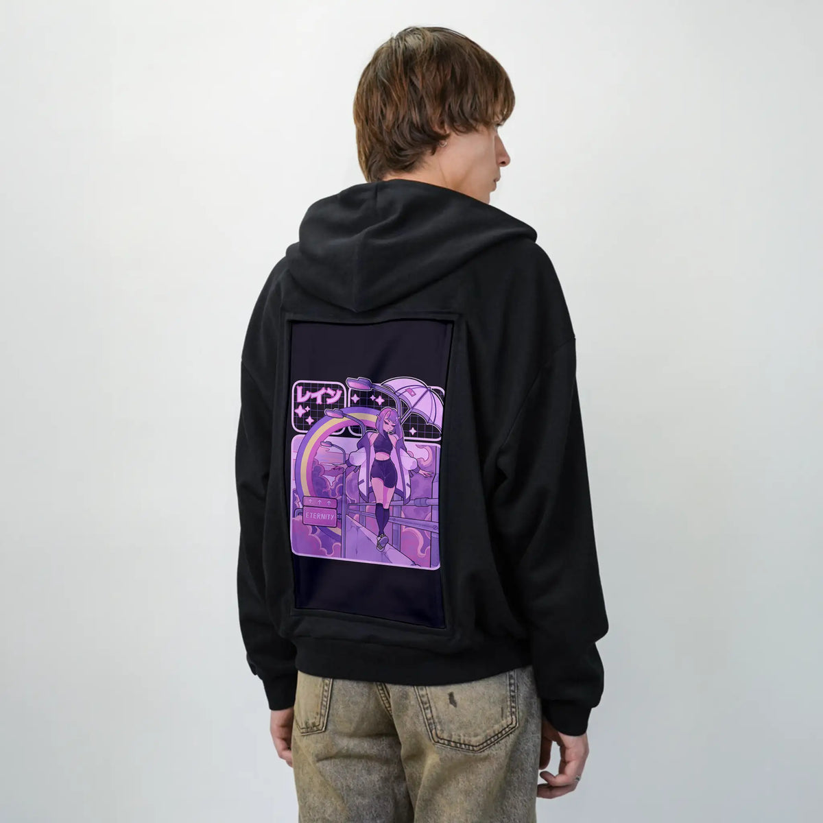 violeteternity patch on male essential zip hoodie in after hours