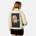 vitamincyouinhell patch on female atelier canvas jacket in tan