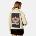 vivalavida patch on female atelier canvas jacket in tan