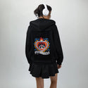 vivalavida patch on female essential zip hoodie in after hours