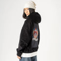 vivalavida patch on female retro cord hoodie in onyx